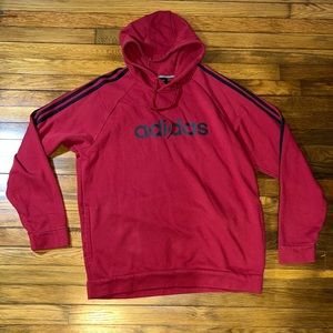 Red Adidas Hoodie with Black Stripes XL